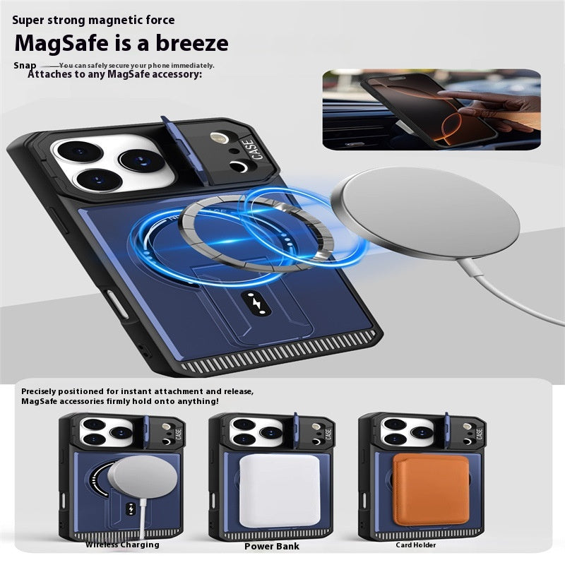 Armor Magnetic Bracket All-inclusive Lens Cover Phone Case