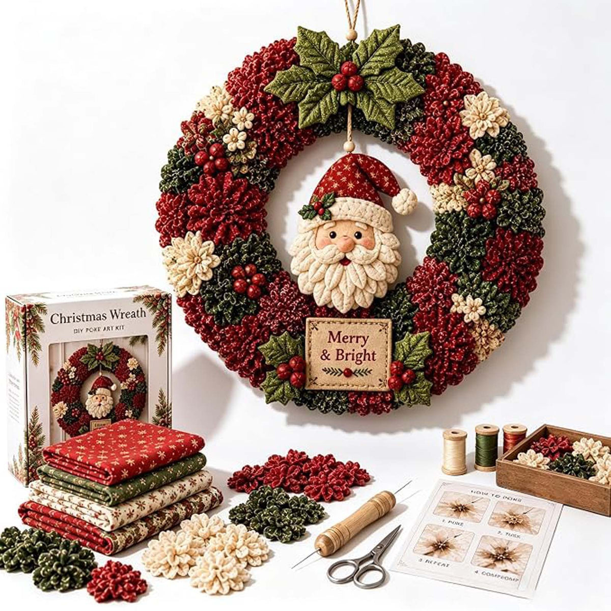 Kit de bricolage de la couronne de tissu de Noël