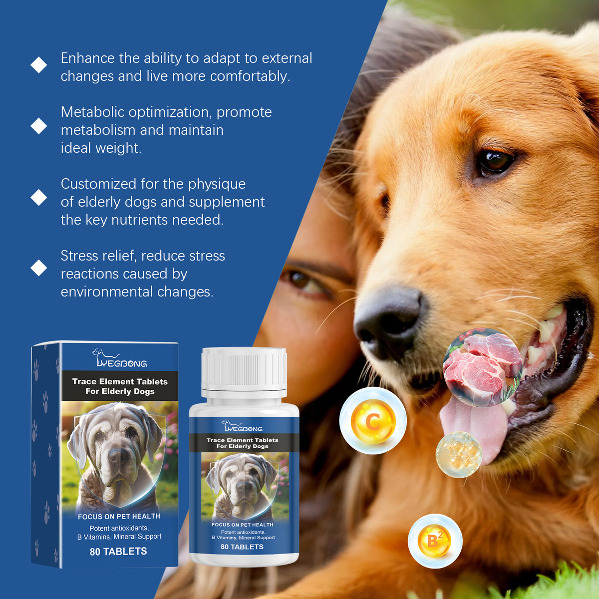 Trace Element Tablets for Senior Dogs Multimineral Supplement for Aging Canines