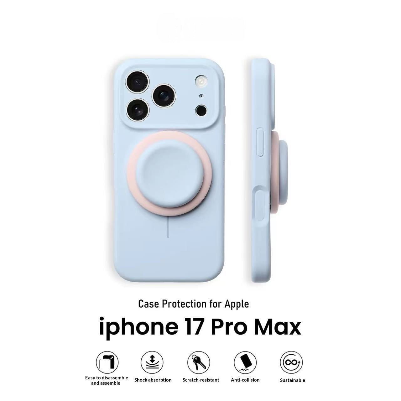Light Blue Liquid Precise-Hole Magnetic Suction Holder Boîtier de téléphone compatible