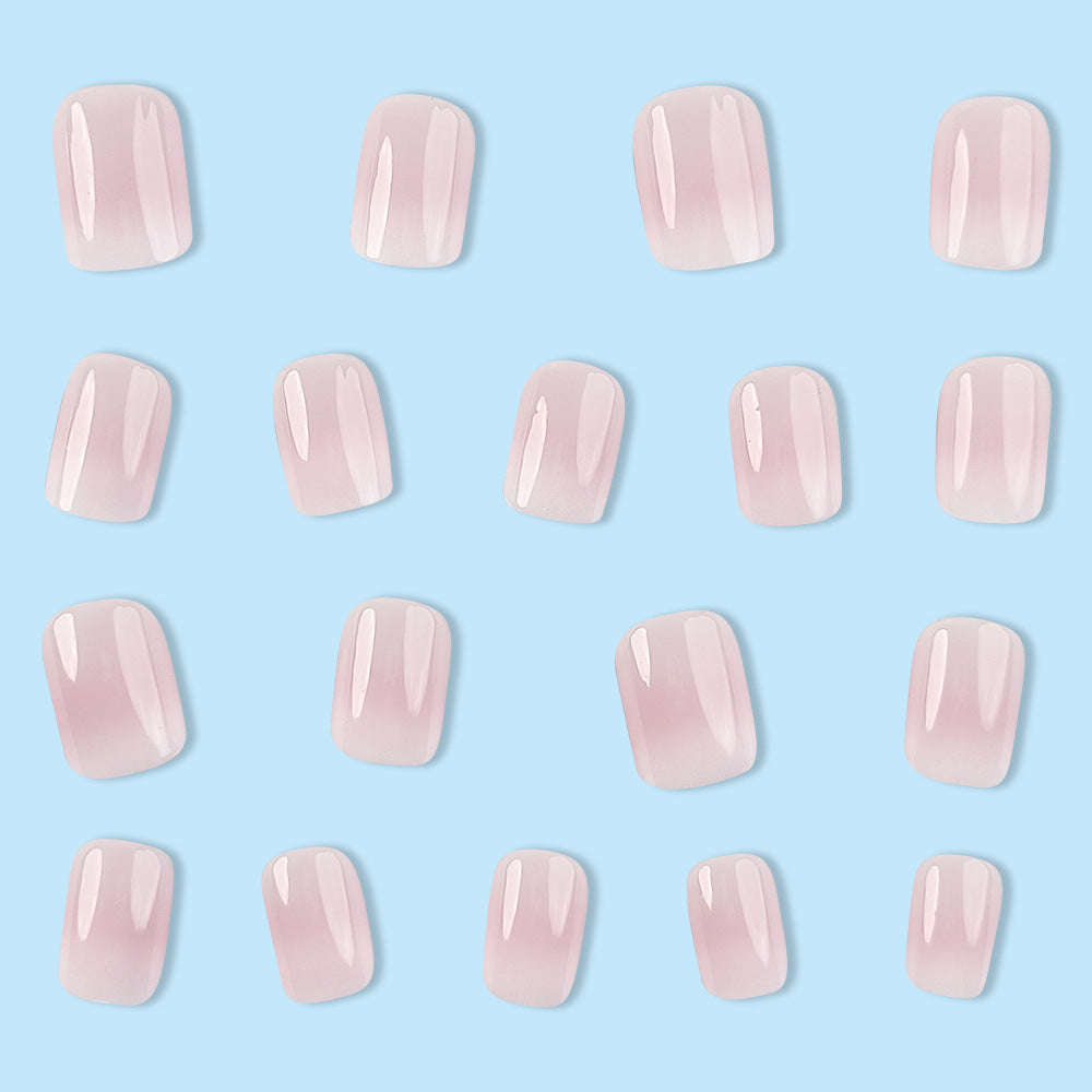 Stickers 24 Pièces de Nail Acrylique Court Carré avec Effet Gradient Blanc et Press-on De