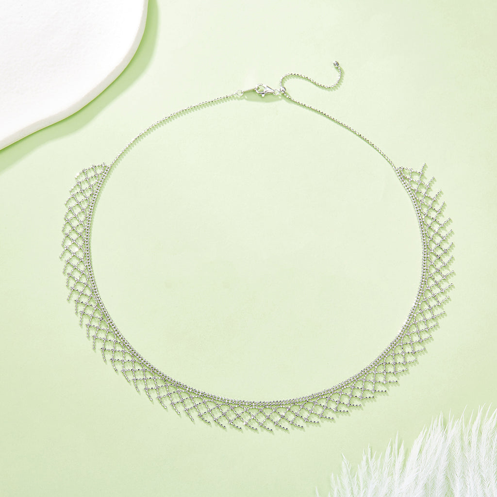 S925 Collier en maille argent sterling 45cm réglable 4,7g 10,5mm Plaque de platine large
