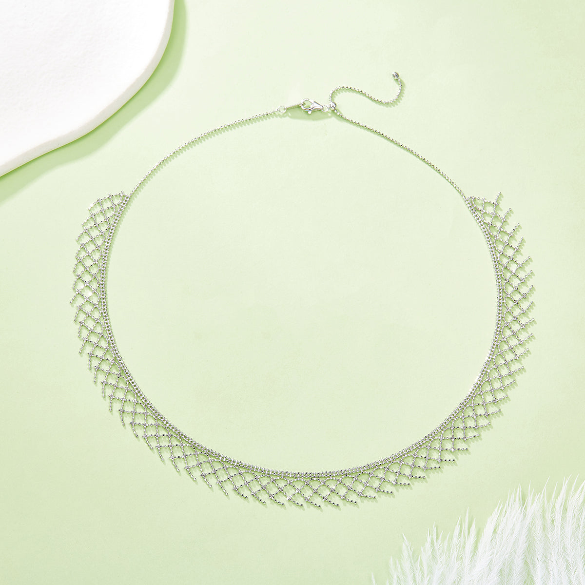 S925 Collier en maille argent sterling 45cm réglable 4,7g 10,5mm Plaque de platine large