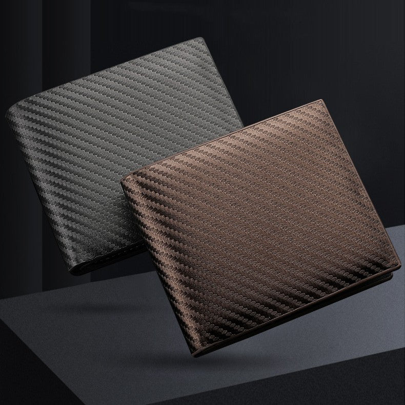 Porte-cartes en fibre de carbone pour homme Fermeture éclair en une seule pièce