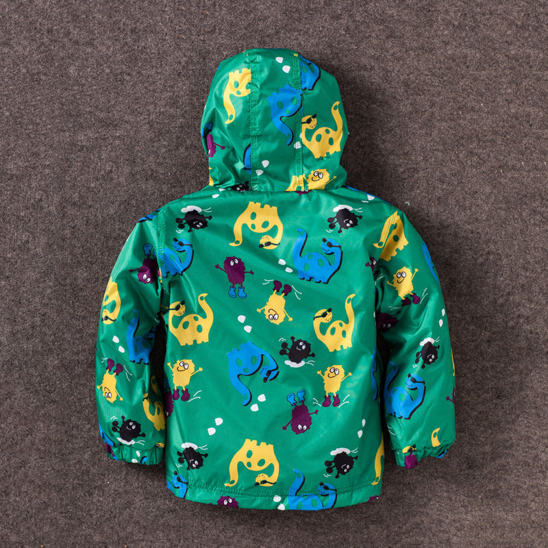 Mignon de garçon Dinosaure Windproof Veste imperméable Veste à capuche pour enfants