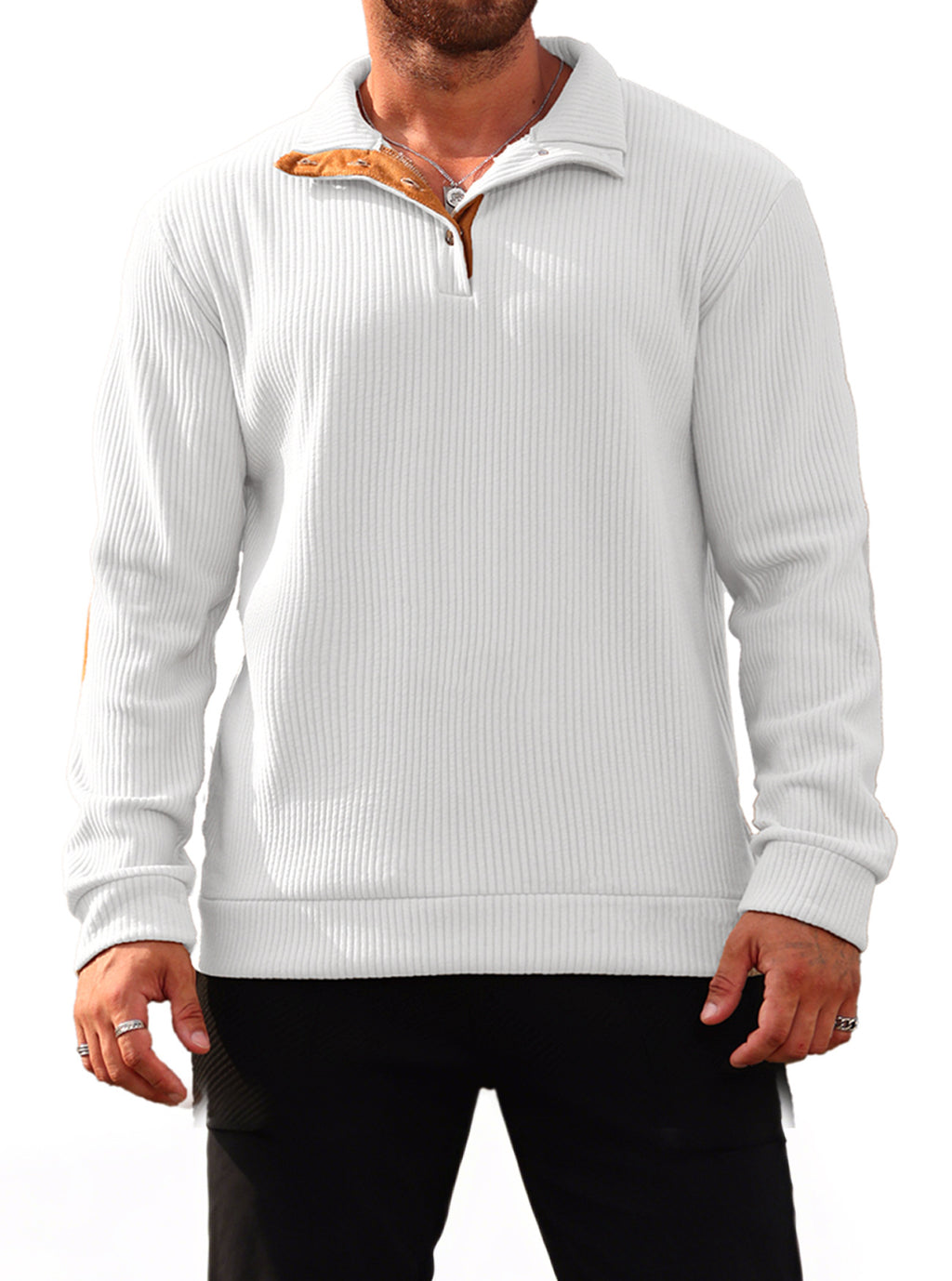 Sweat-shirt de printemps & automne couleur solide Jacquard