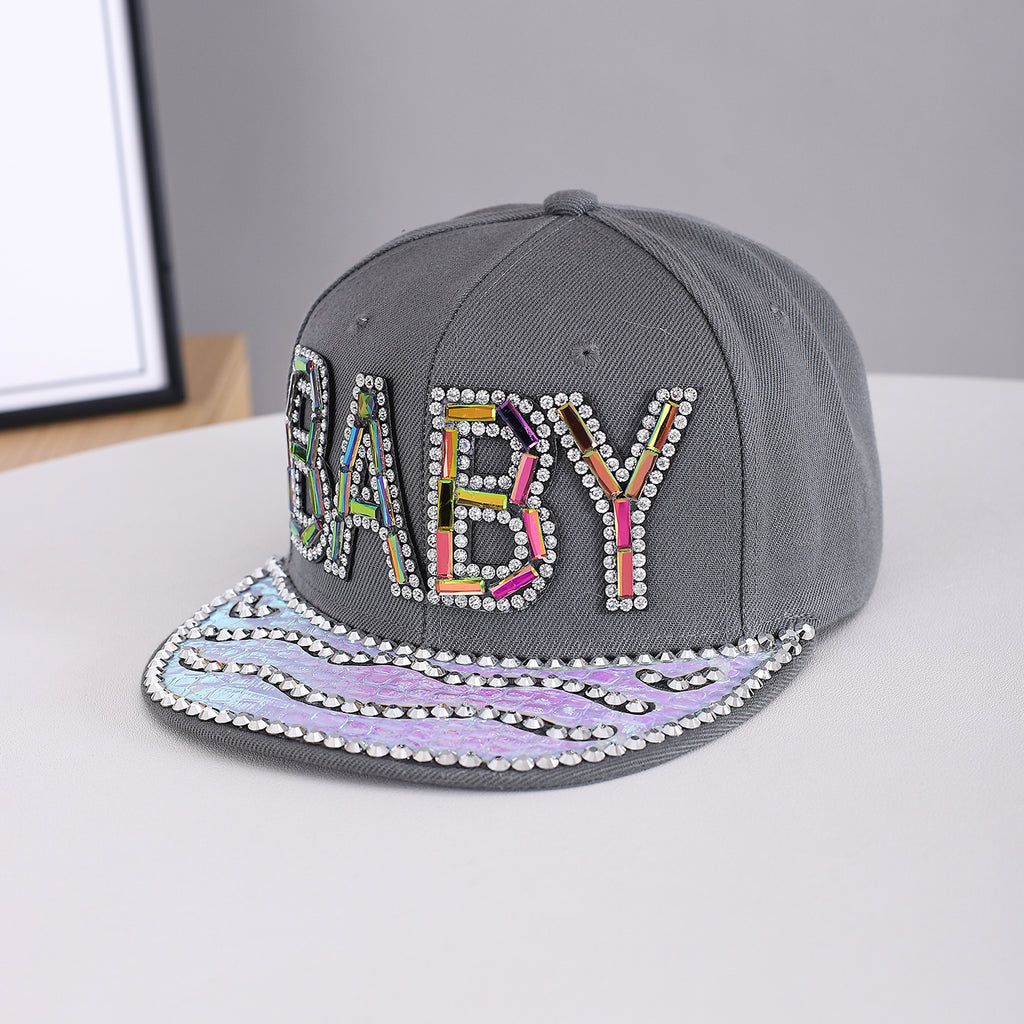 Men's and Women's Identique Colorful Diamond BABY Letter Stamping Diamond Brim Hat. Ce S