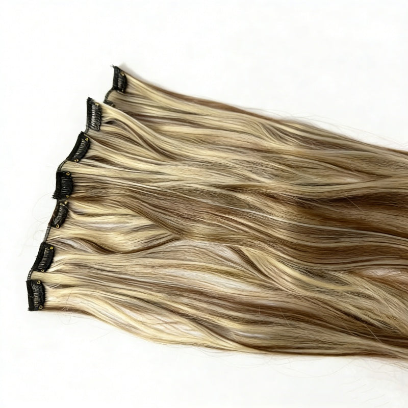 Coiffure résistante à la chaleur Cool Brown avecBlonde Faits saillants pour les femmes Durable Easyto Use Ver