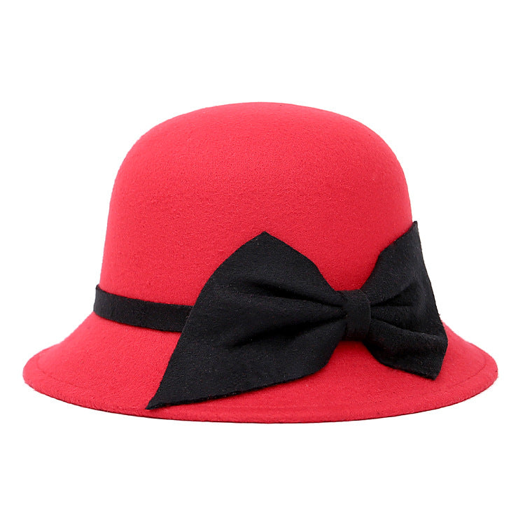 Chapeau de Bowler Fashionable et Élégant Femmes avec une Bow rayée