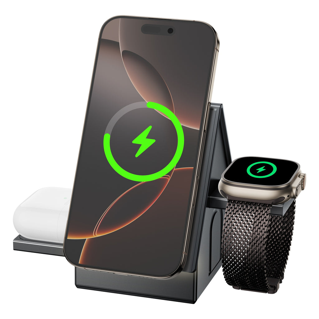 Support magnétique de base de chargeur sans fil trois en un pour téléphone mobile Watc