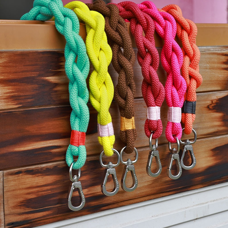 Tissu de chien fabriqué à la main Leash polyester fibre jaune