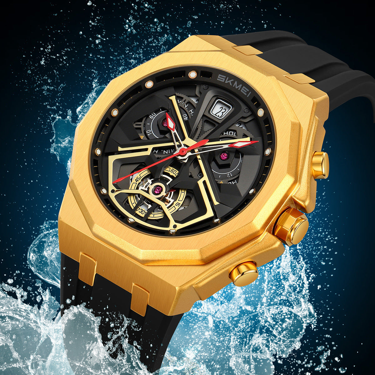 Montres multifonctions étanches pour hommes Hollow-out