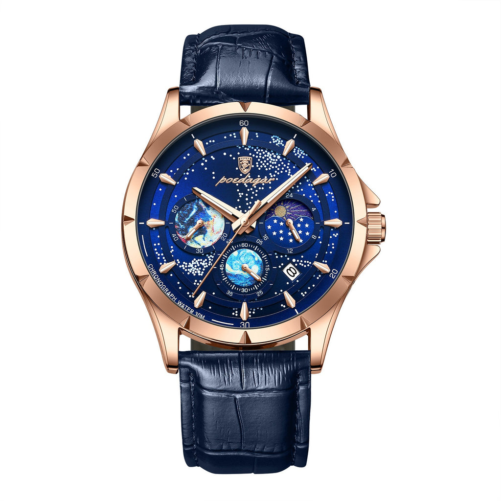 Montres à quartz multifonctions pour hommes lumineux