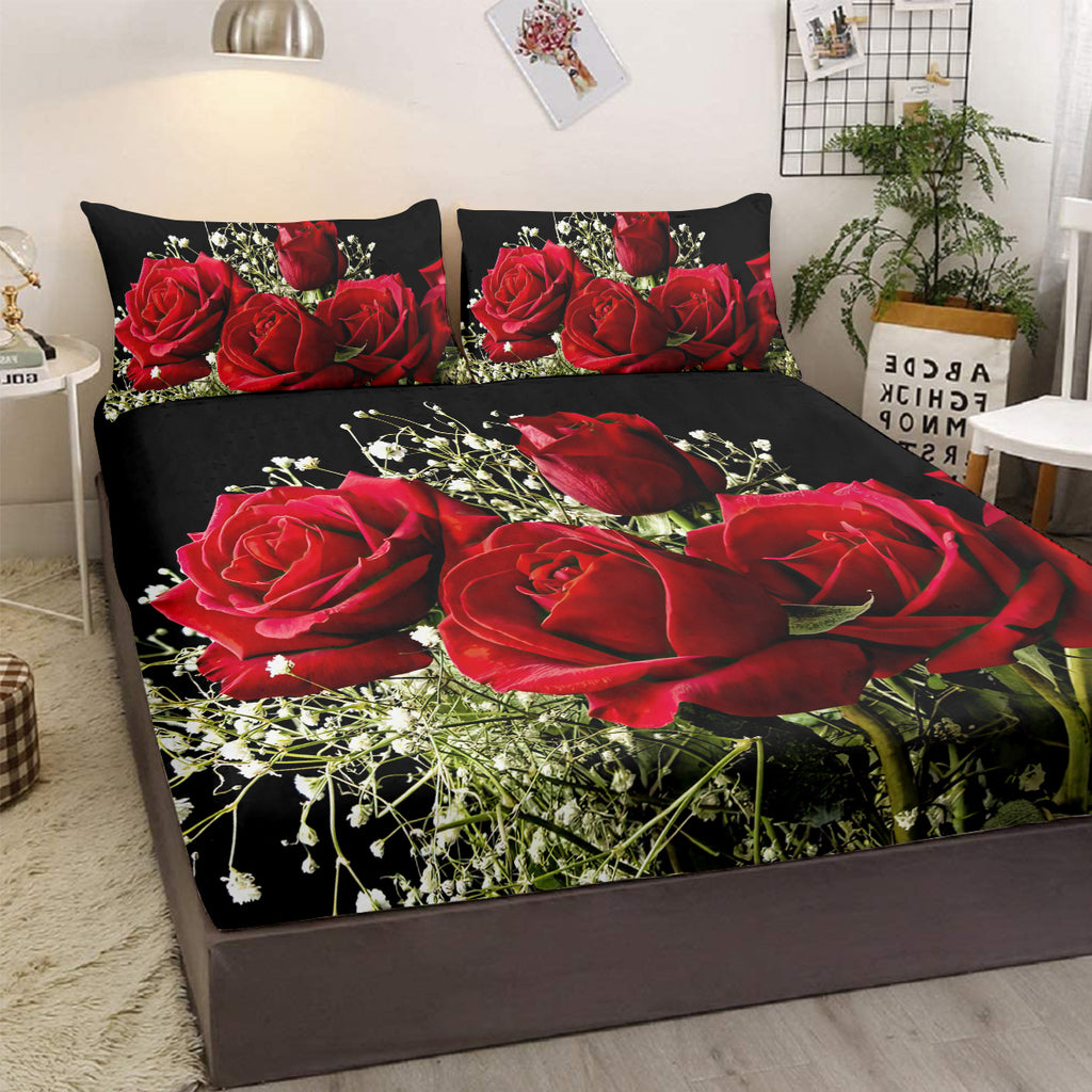 Feuille de lit florale de 3pcs rose