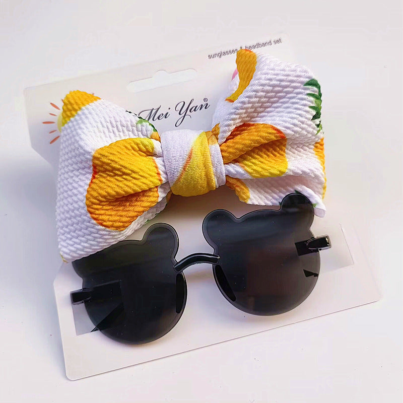 Lunettes de soleil pour enfants et ensemble de bande à cheveux à imprimé fruit