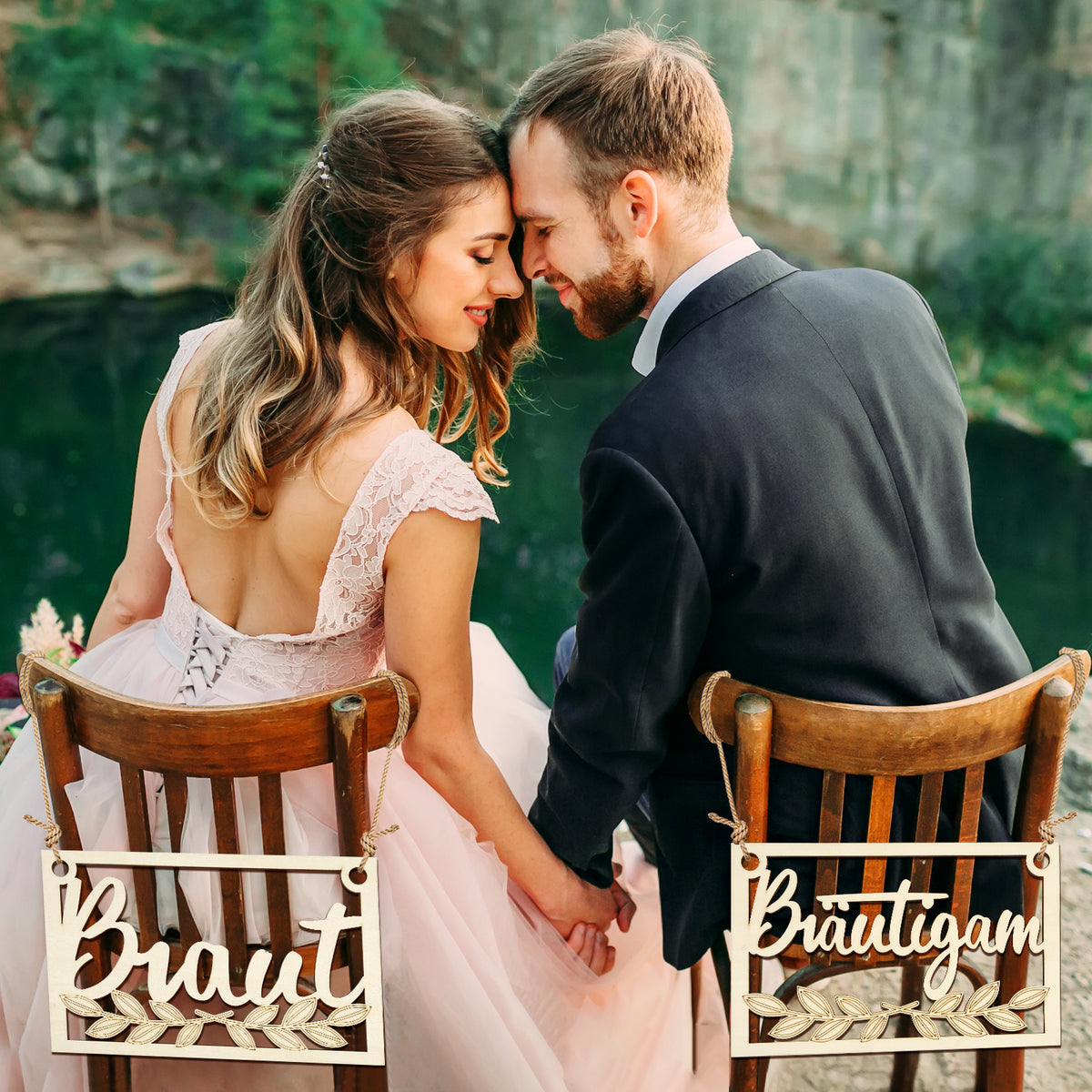 Carré Mariée et Chaise de Groom Signes pour les réceptions de mariage et les décorations de soirée—événement Et
