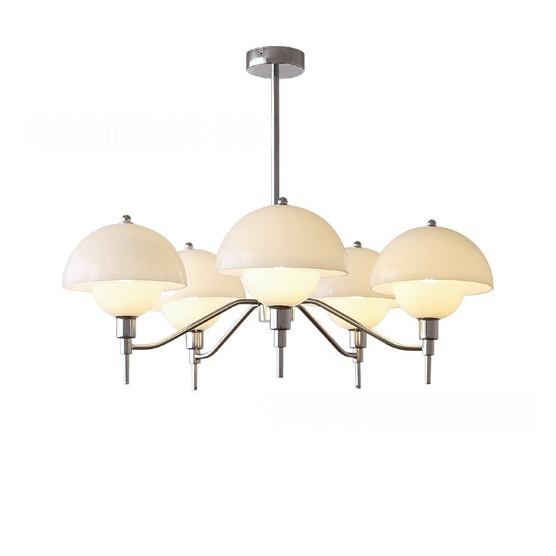 White Cream Champignon Salon Chandelier Lampe du milieu du siècle