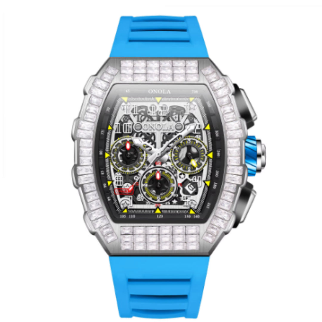 Montre de luxe en diamant carré pour hommes avec motif Star