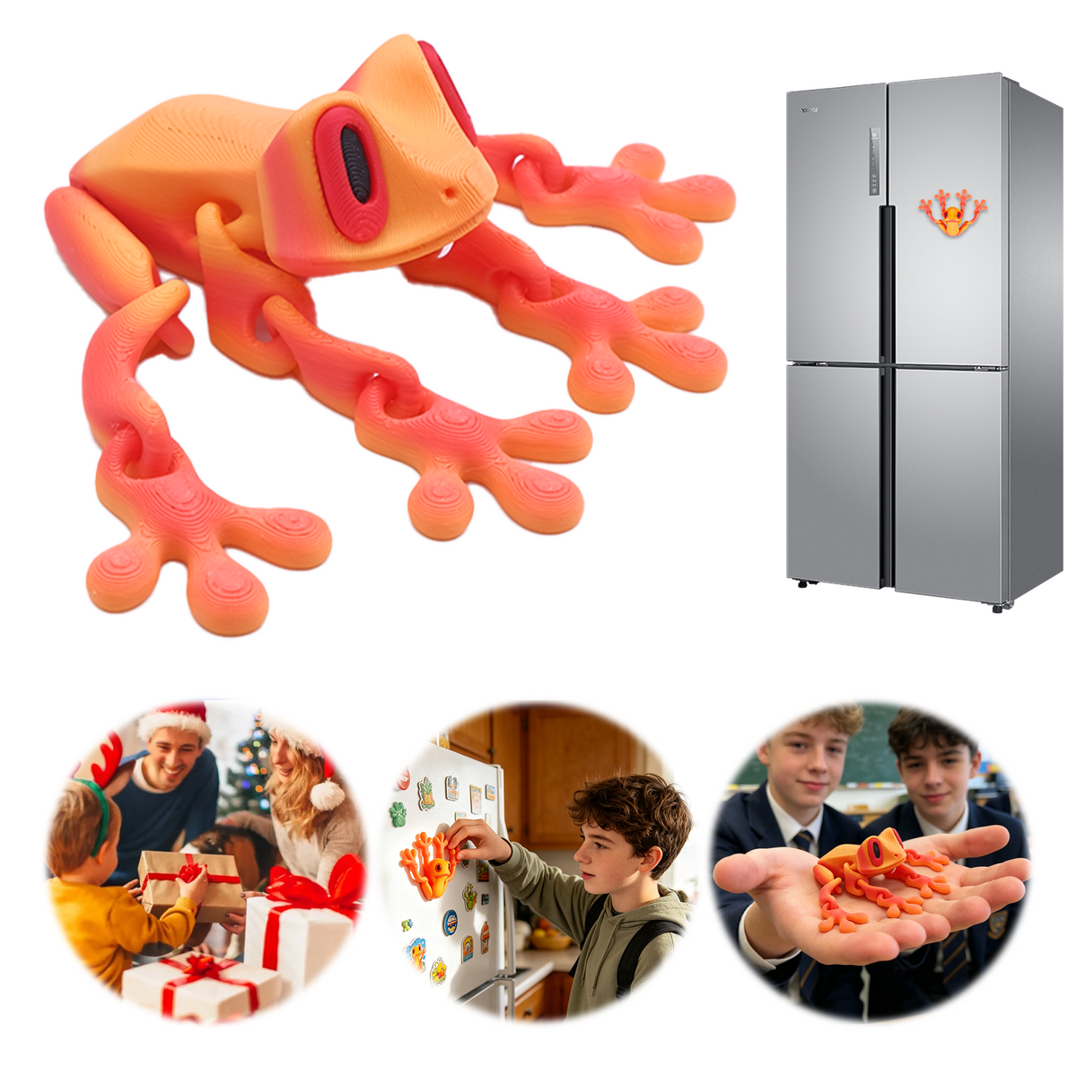 Grand aimant de réfrigérateur à grenouille imprimé 3D