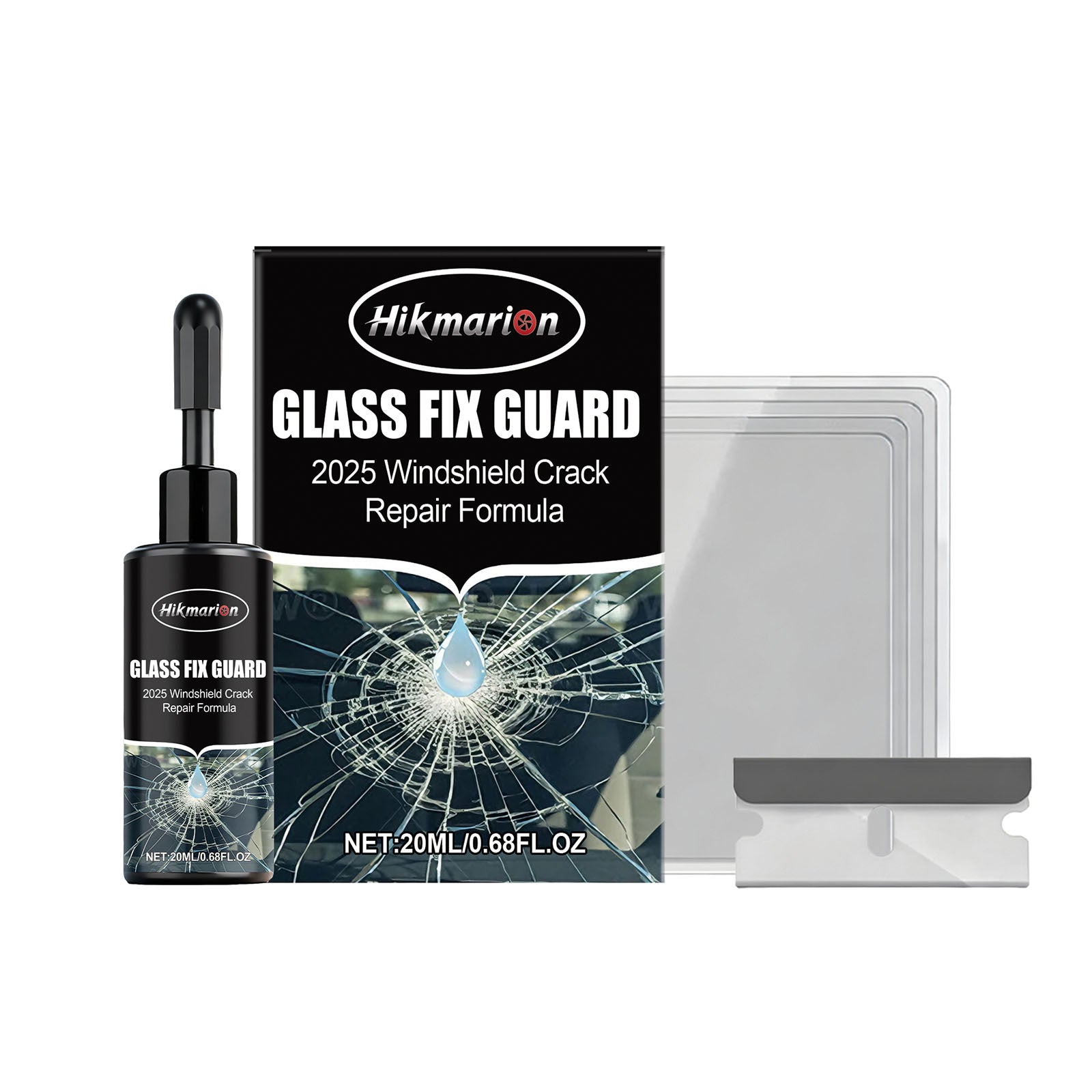Hikmarion Kit de soins de verre fenêtre de voiture pare-brise réparation de fissure liquide améliore la vision claire
