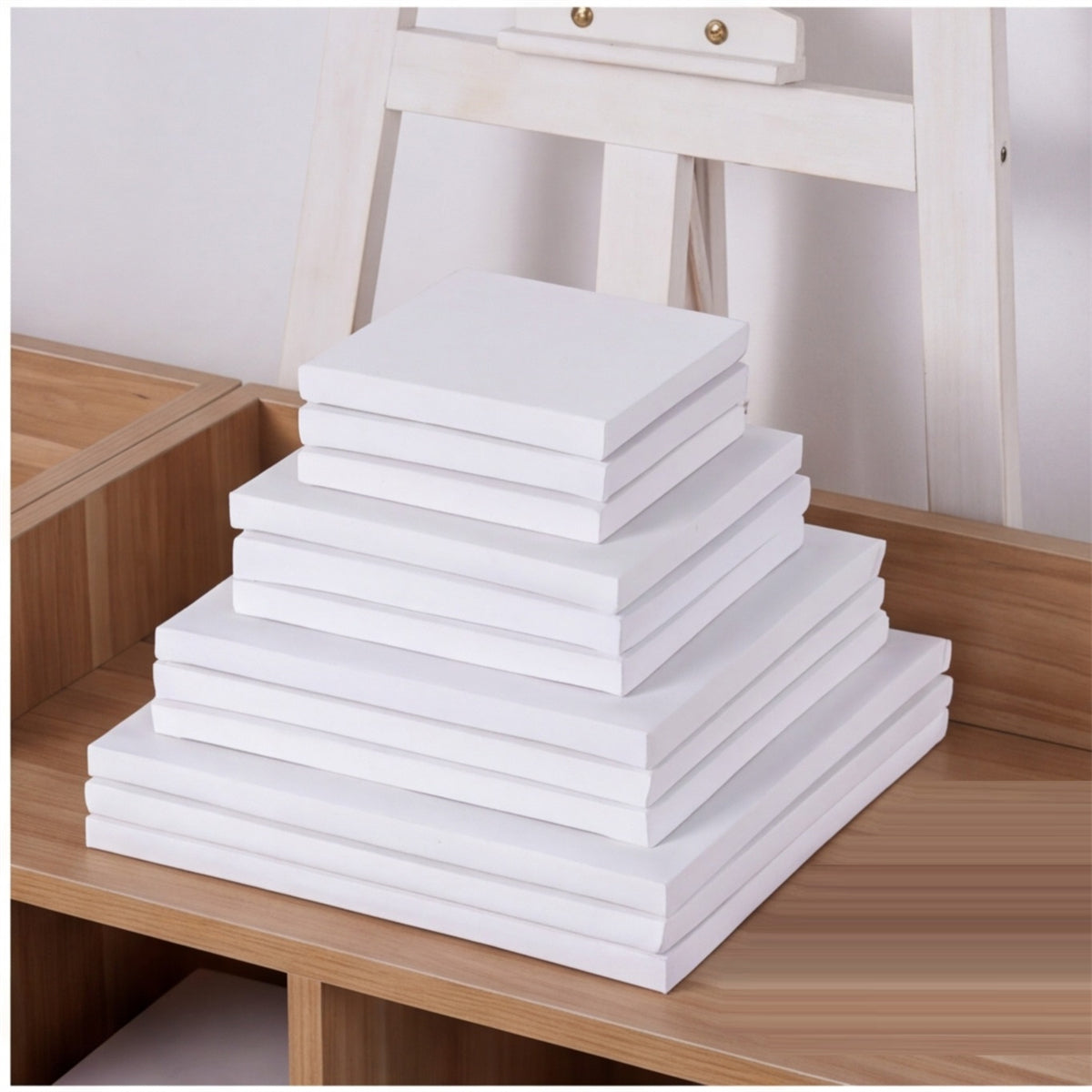 12 white canvases for painting - 3 each of 10x10 cm