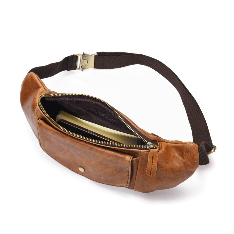 Rétro Casual Légume Tanné Plein grain Cuir Cowhide Poitrine Sac