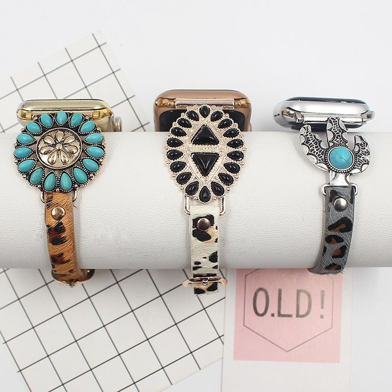 Leopard Imprimer True Horsehair Watchband Multicolore