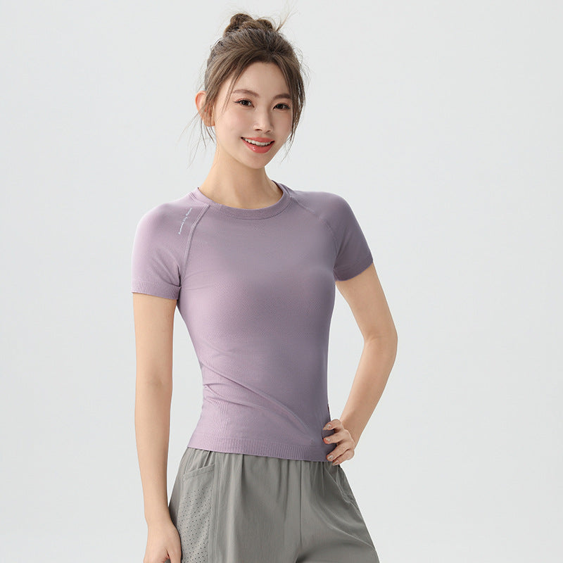 Courir rapidement à manches courtes pour femmes d'été mince entraînement de fitness Yoga Top Slim Fit