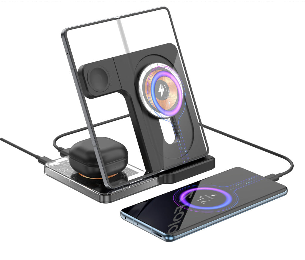 Bureau magnétique Support de recharge sans fil pliable à trois en un