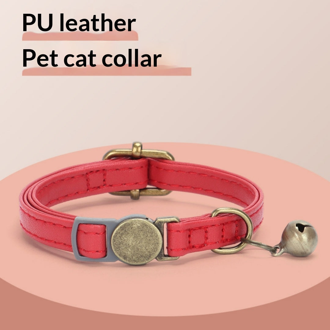 Durable Retro Style Leather Cat Collar