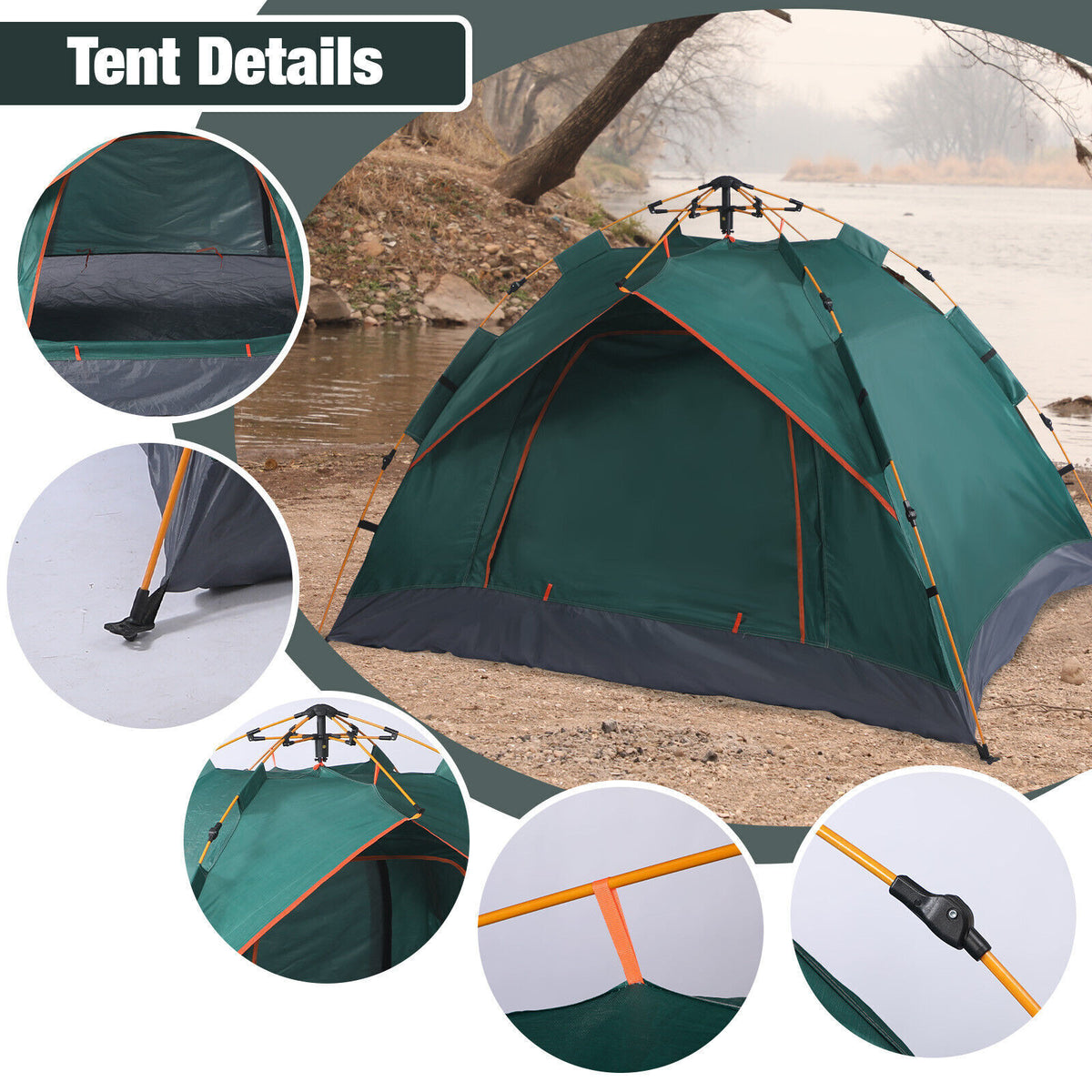 3-4 Person Automatic Double Layer Instant -Outdoor Waterproof Camping Tent