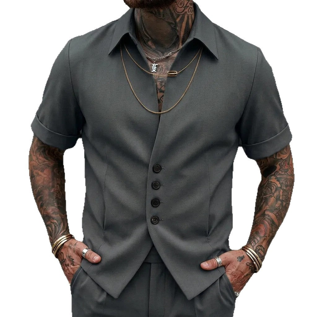 Chemise casual homme couleur solide été
