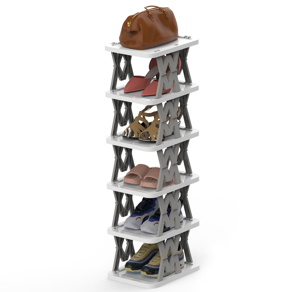 6 Tier pliable Shoe Rack Vertical Shoe Organizer Narrow Shoe Rack pour petits espaces Espace