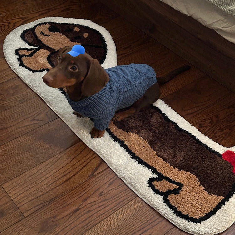 Saucisse Chien Long Épaisseur Flocking Carpet Salon Chambre à coucher Côté lit
