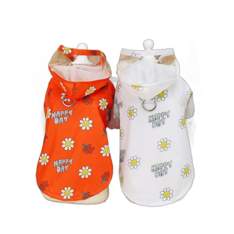 Habillement de chien imperméable pour animaux de compagnie deux pieds avec traction anneau ressort transparent