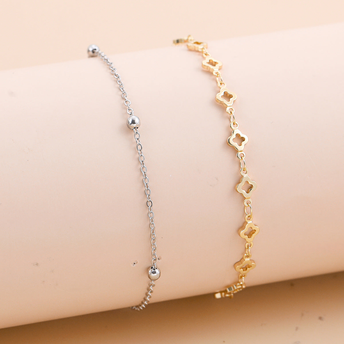 De style bohème Croix et double coeur Multi-couche Anklet