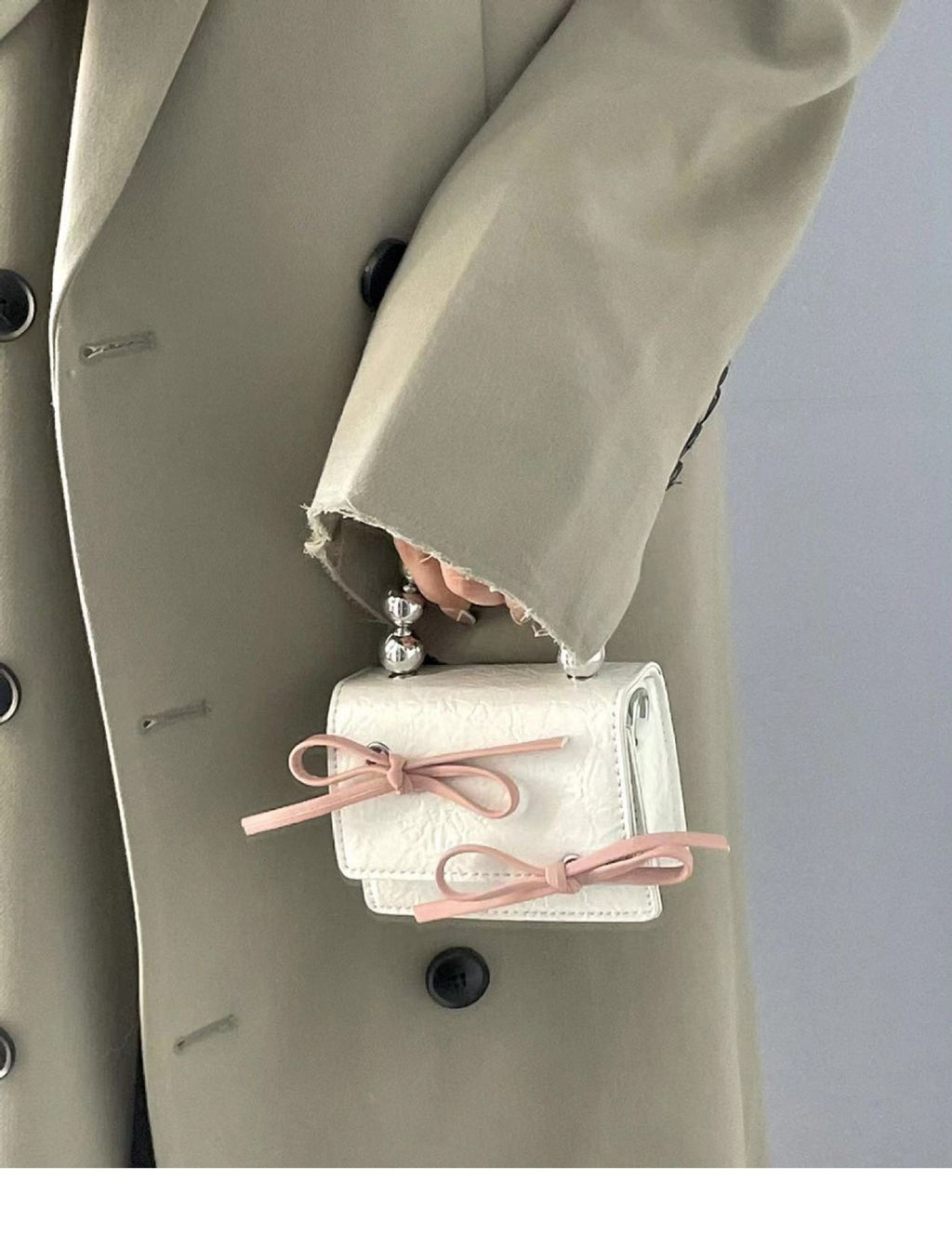Sac à main Texturé Mignon Bow Mini chaîne