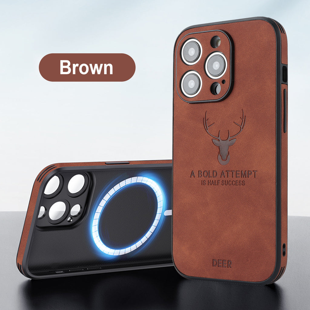 Coque de téléphone Tête de cerf intégrée magnétique résistant à la chute Couverture de protection
