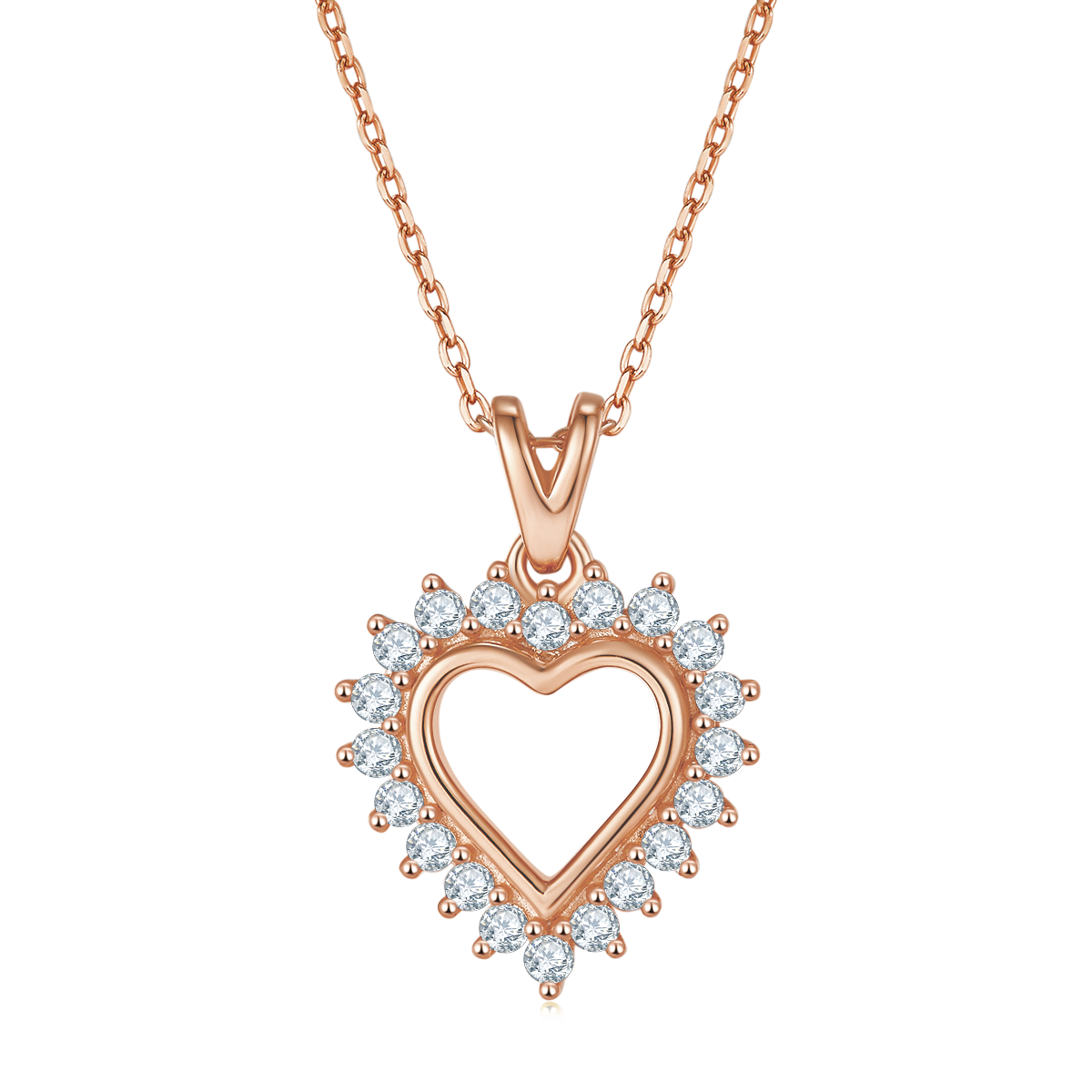 4.1g S925 Collier de coeur en argent sterling 45cm 20 Pierre Sunburst Halo Moissanite Pendentif Wi