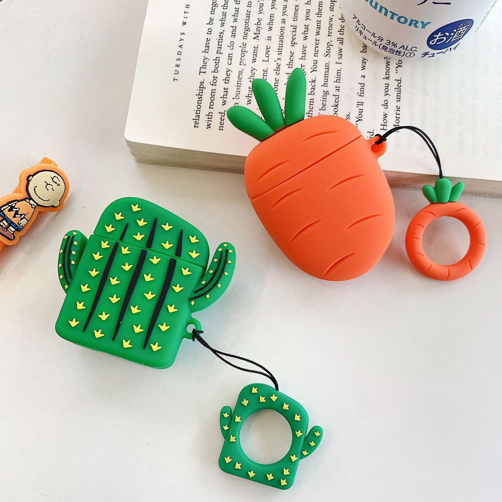 Summer Ins Cactus Carotte Airpodes Earphone Sleeves Mignon Protection Couverture Silicone Cartoon