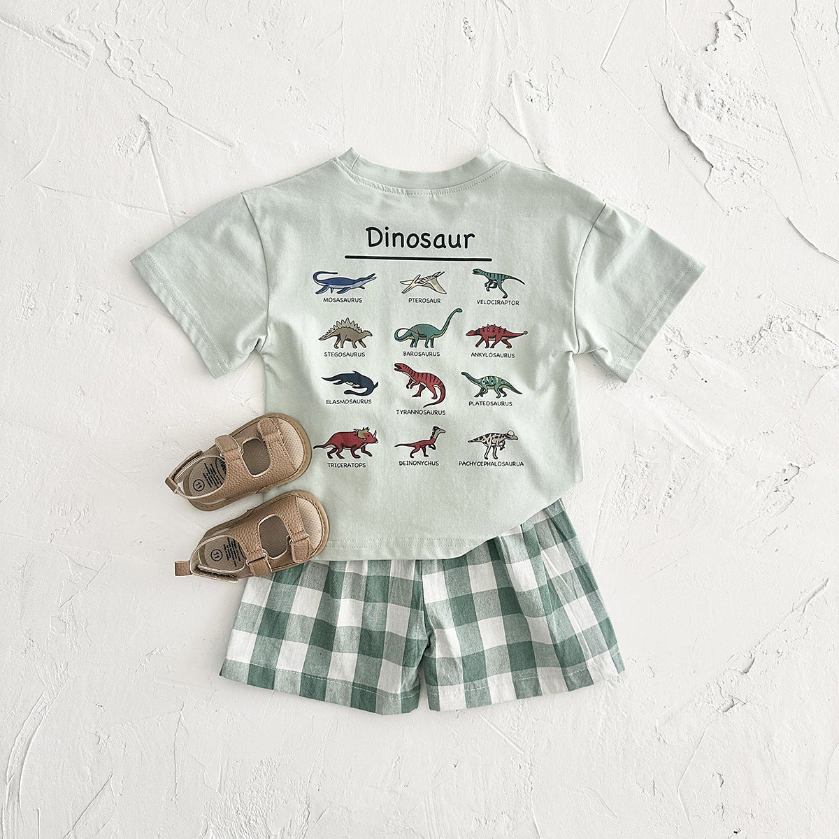 Ensemble de T-Shirt imprimé Dinosaur d'été en coton pur pour enfants