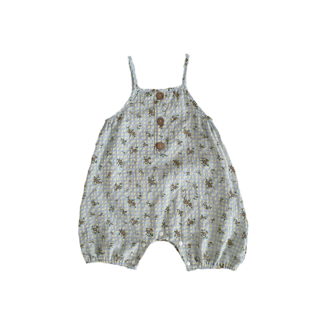 Personnalité Plaid Imprimé Suspendeurs Fleurs Vêtements de travail Pantalons