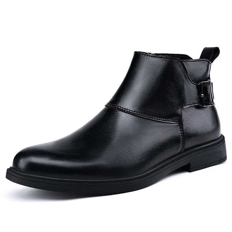 Bottes de cheville zippée en cuir de style britannique haut de gamme