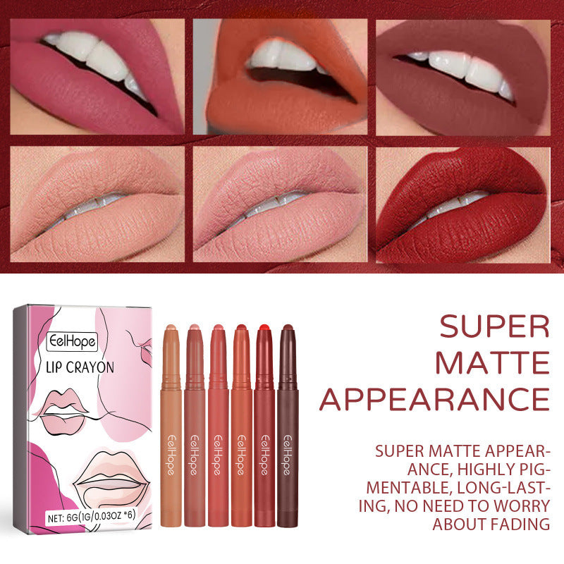 Ensemble de lin à lèvres naturel 6 couleurs Matte