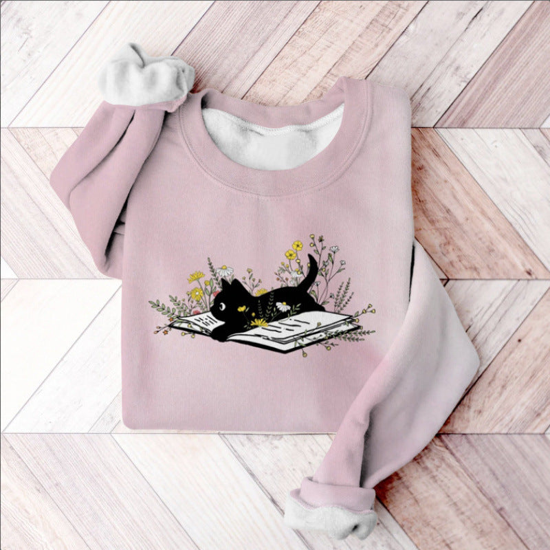 Sweatshirt à manches longues avec imprimé européen et américain