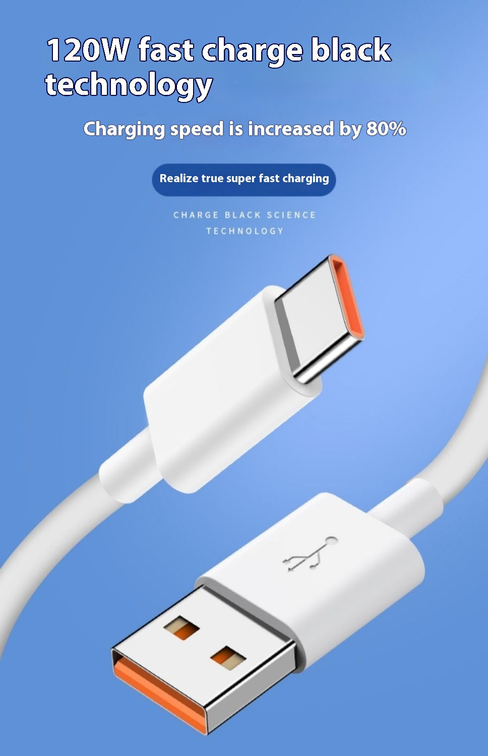 Câble de données à charge rapide 6A de type C