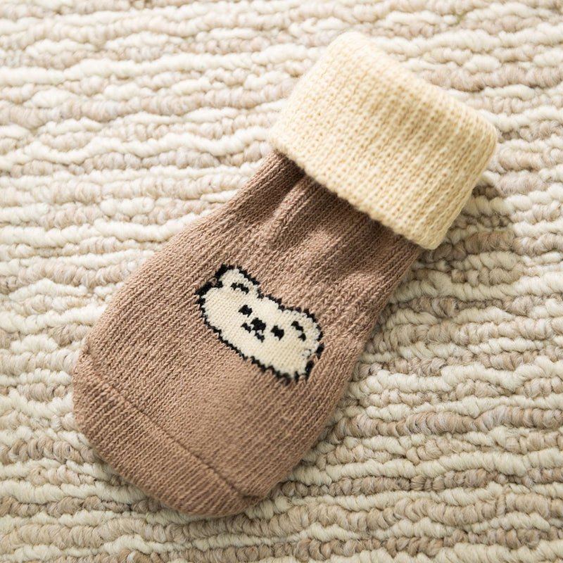 Chaussettes pour animaux, tubes longs, chaussettes antidérapantes et antidérapantes pour chiens, quatre paires, chaussures de chien