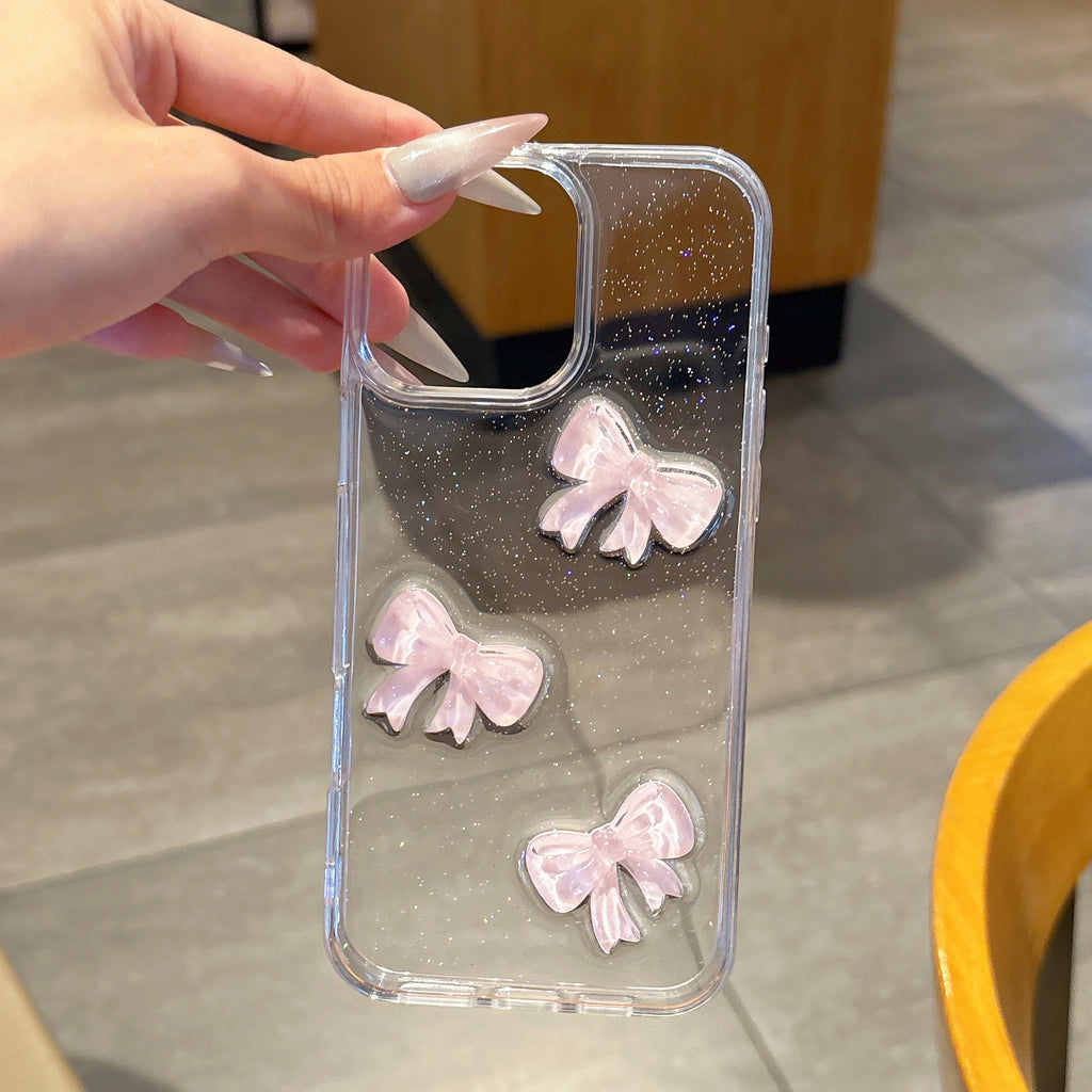 Bow Knot Epoxy boîtier de téléphone transparent résistant à la chute
