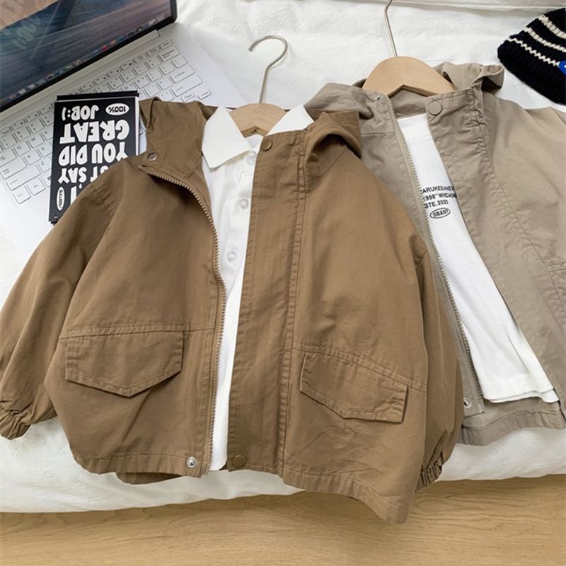 Manteau de trench à capuchon à la mode pour garçons de style coréen