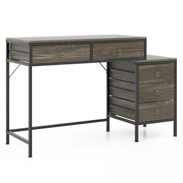 Accueil Bureau Bureau double bureau avec 5 tiroirs de rangement